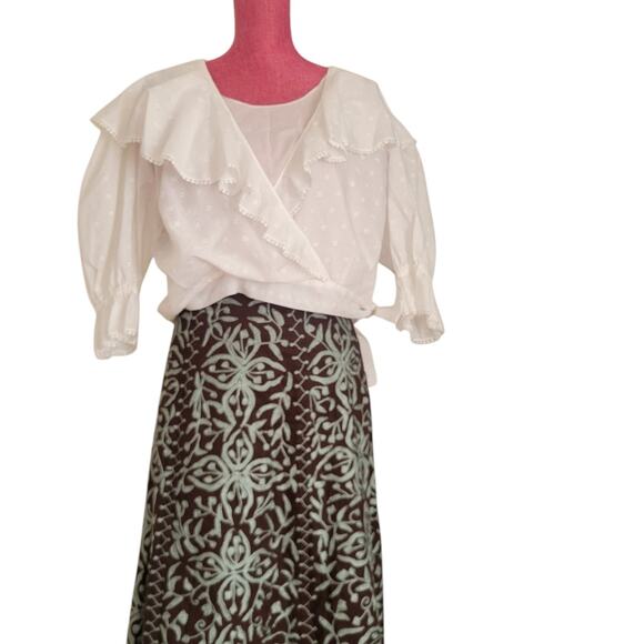Soft Surroundings Maxi Skirt Cotton Embroidered  Coastal Boho western  Indie - Picture 4 of 13
